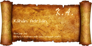 Káhán Adrián névjegykártya